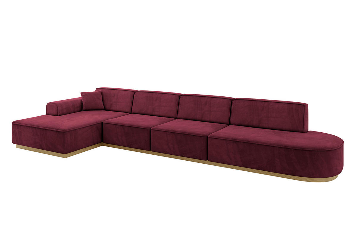 ECKSOFA Ottomane Links IREA-L3-v2 - 403x165x81 cm Bordeauxrot - Bordeaux, Holzwerkstoff/Textil (403/165cm) - ALTDECOR