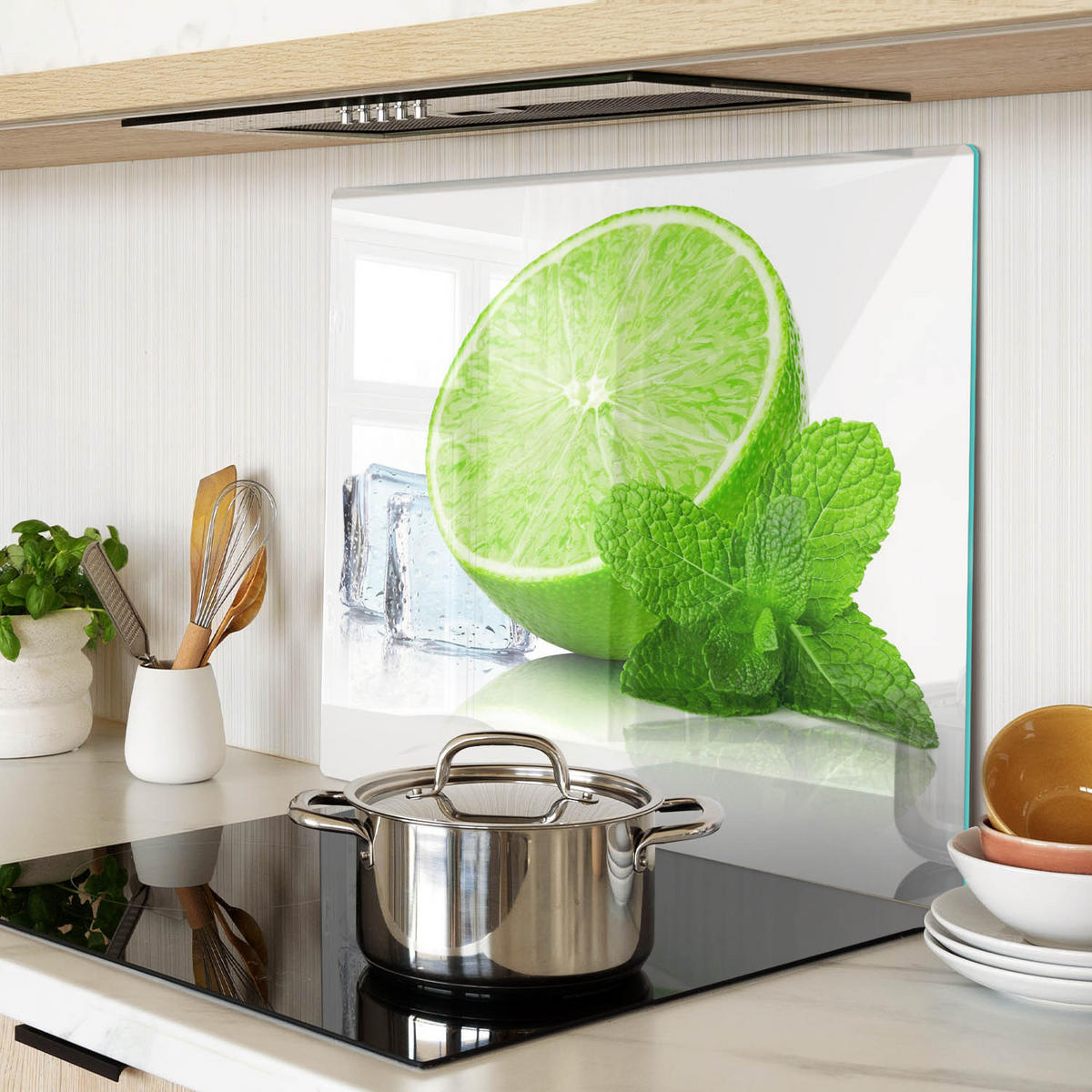 GLASPLATTE 60x52 cm Limette mit Eis - Grün, Glas (60/0.4/52cm) - TULUP