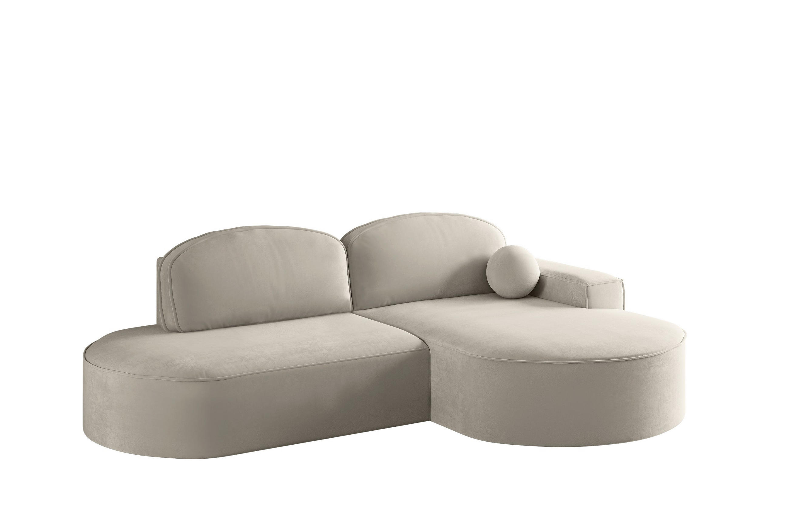 ECKSOFA mit Schlaffunktion und Bettkasten Modena Runden stoff Salvador Hellgrau Rechts - Hellgrau, Holz/Textil (278/179cm) - Kaiser Möbel
