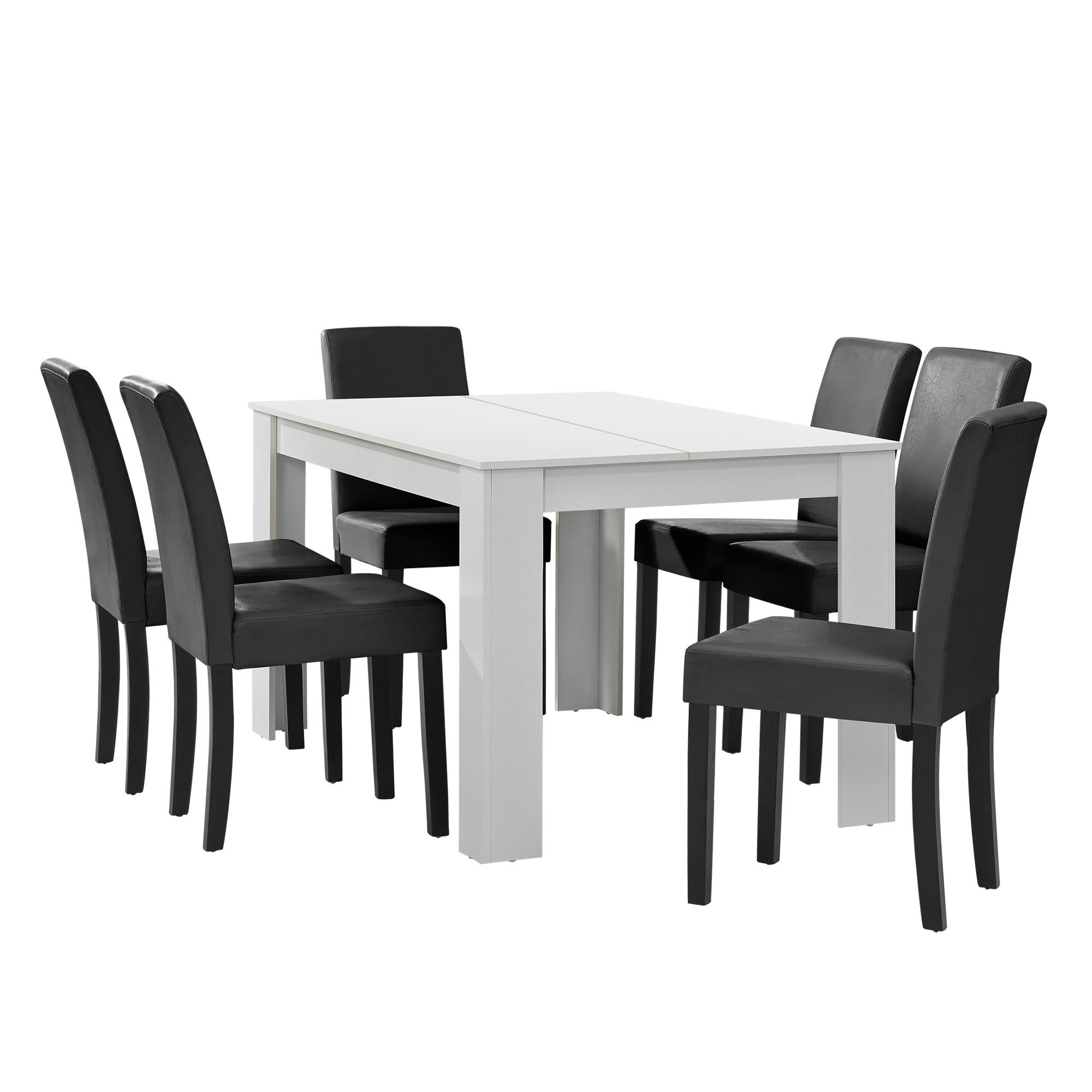 TISCHGRUPPE Forssa - Dunkelgrau/Weiß, Holz/Holzwerkstoff (140/77/90cm) - [en.casa]