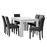 TISCHGRUPPE Forssa - Dunkelgrau/Weiß, Holz/Holzwerkstoff (140/77/90cm) - [en.casa]