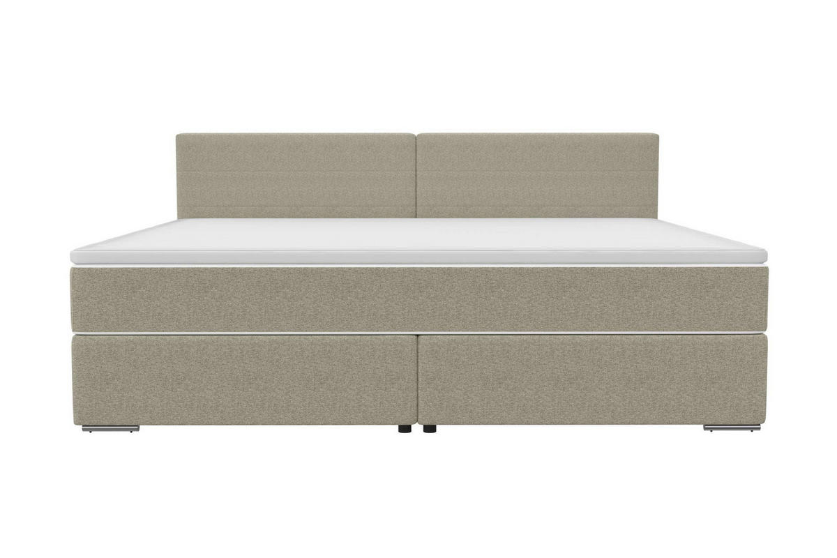 FAMILIENBETT BOXSPRINGBETT Webstoff Beige 220/200 cm - Chromfarben/Beige, Kunststoff/Textil (220/200cm) - 99rooms