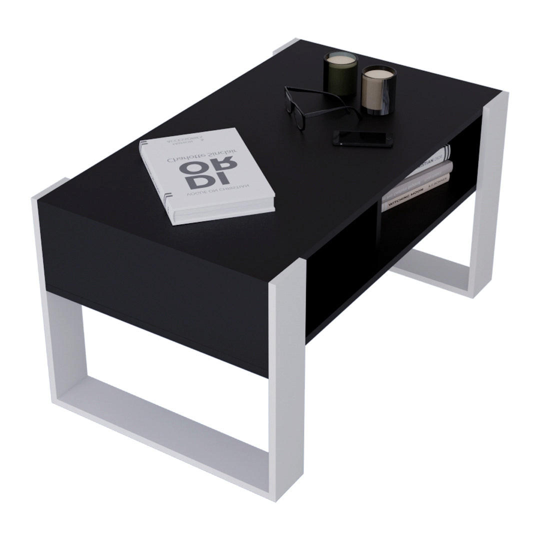 COUCHTISCH KORA 92 - Schwarz/Weiß, Holz (53.6/92/45cm) - Mat-Haus