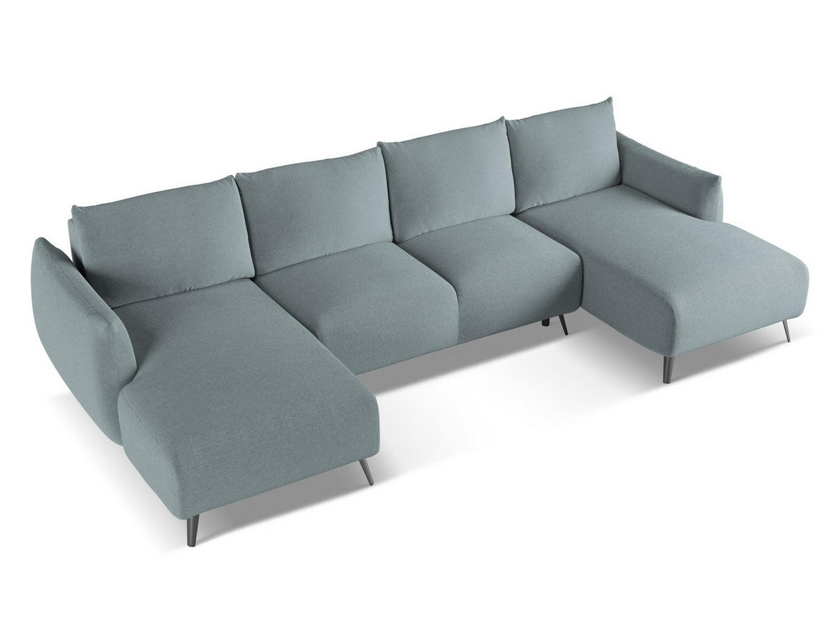 WOHNLANDSCHAFT Chenille Stoff Blau - Blau/Blaugrau, Textil/Metall (317/86/162cm) - Makamii