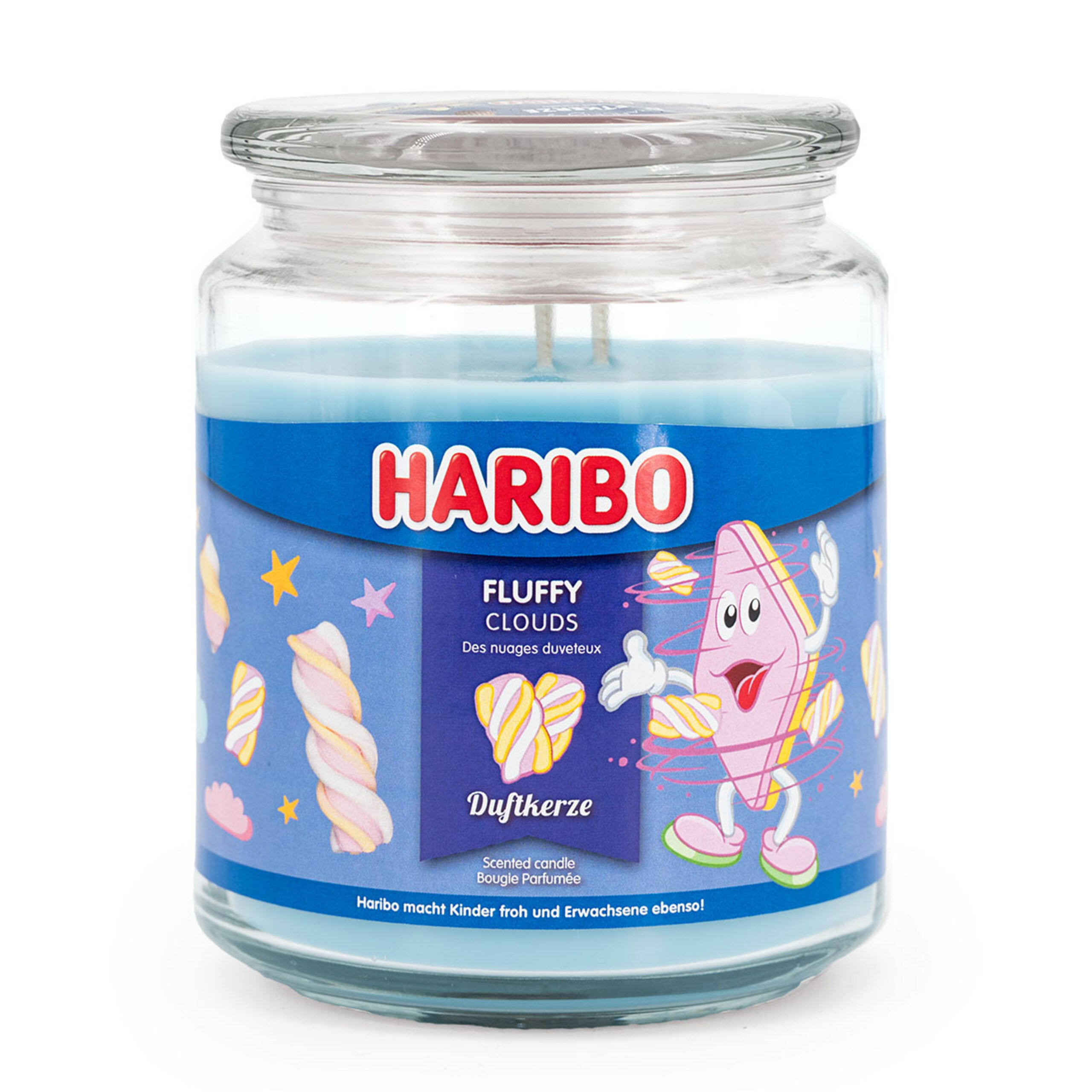 DUFTKERZE Haribo - Hellblau, Glas/Naturmaterialen (13cm)