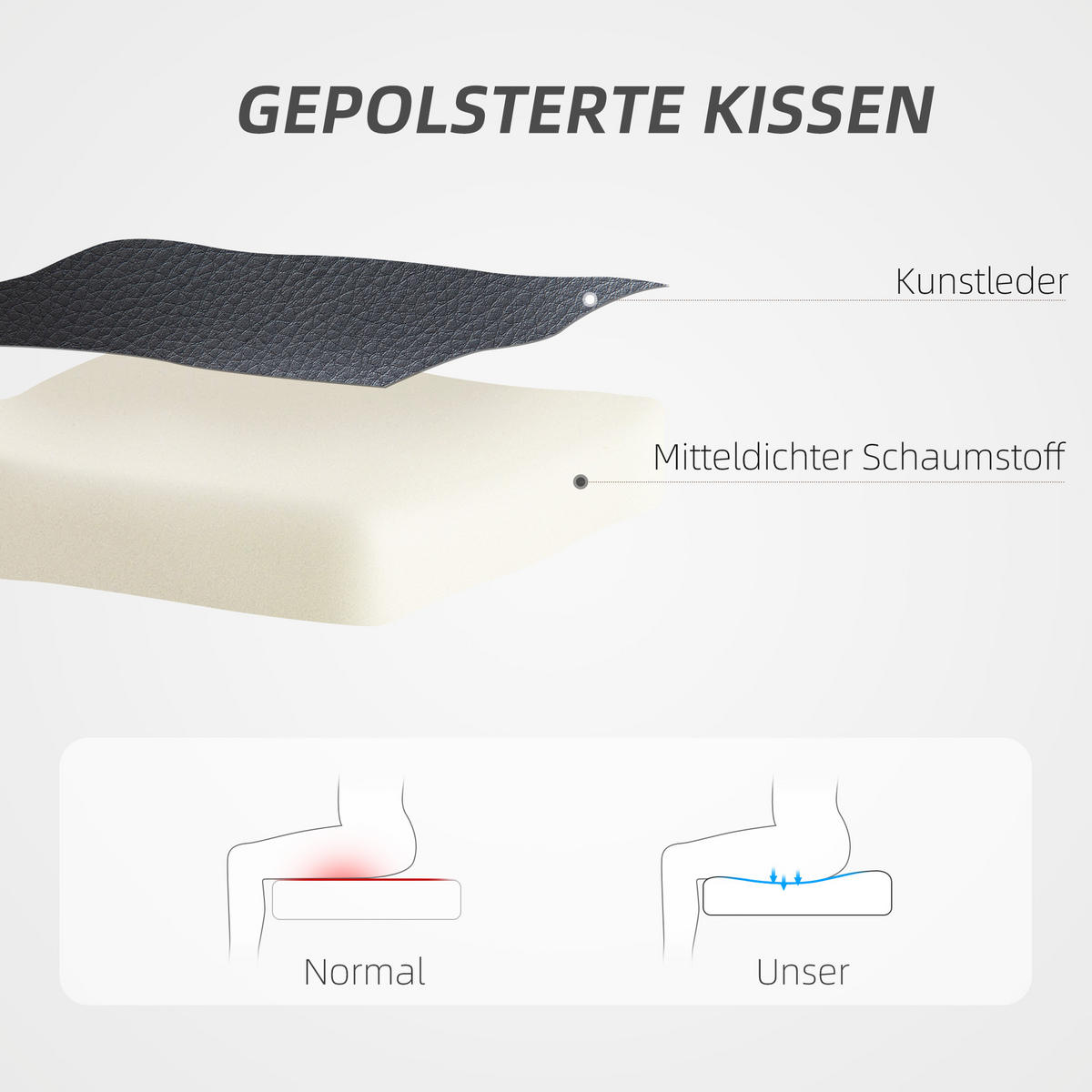 BÜROSTUHL mit Kippfunktion, Schwarz - Schwarz, Leder (78/126/64cm) - HOMCOM