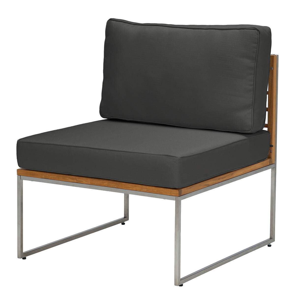 LOUNGESET - 4-teilig - Webstoff / Teak massiv - Anthrazit, Holz/Textil - home24