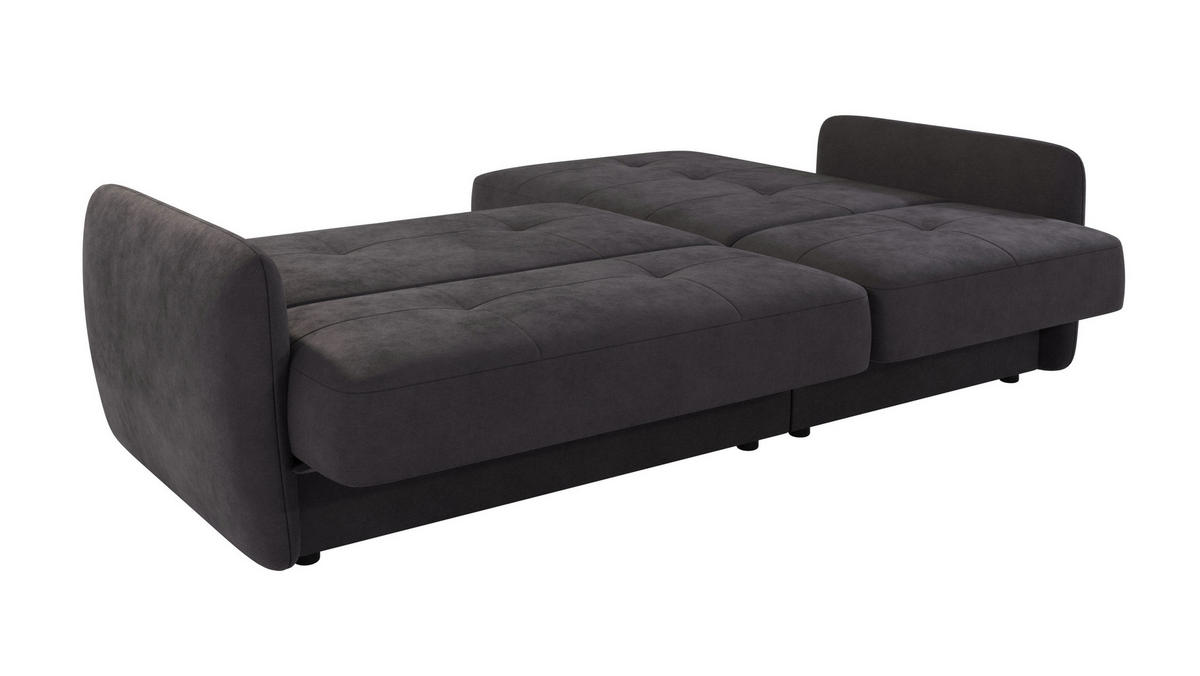 ECKSOFA Lupo Graphit Mikrofaser - Graphitfarben/Schwarz, Holz/Kunststoff (232/147cm) - S-Style Möbel