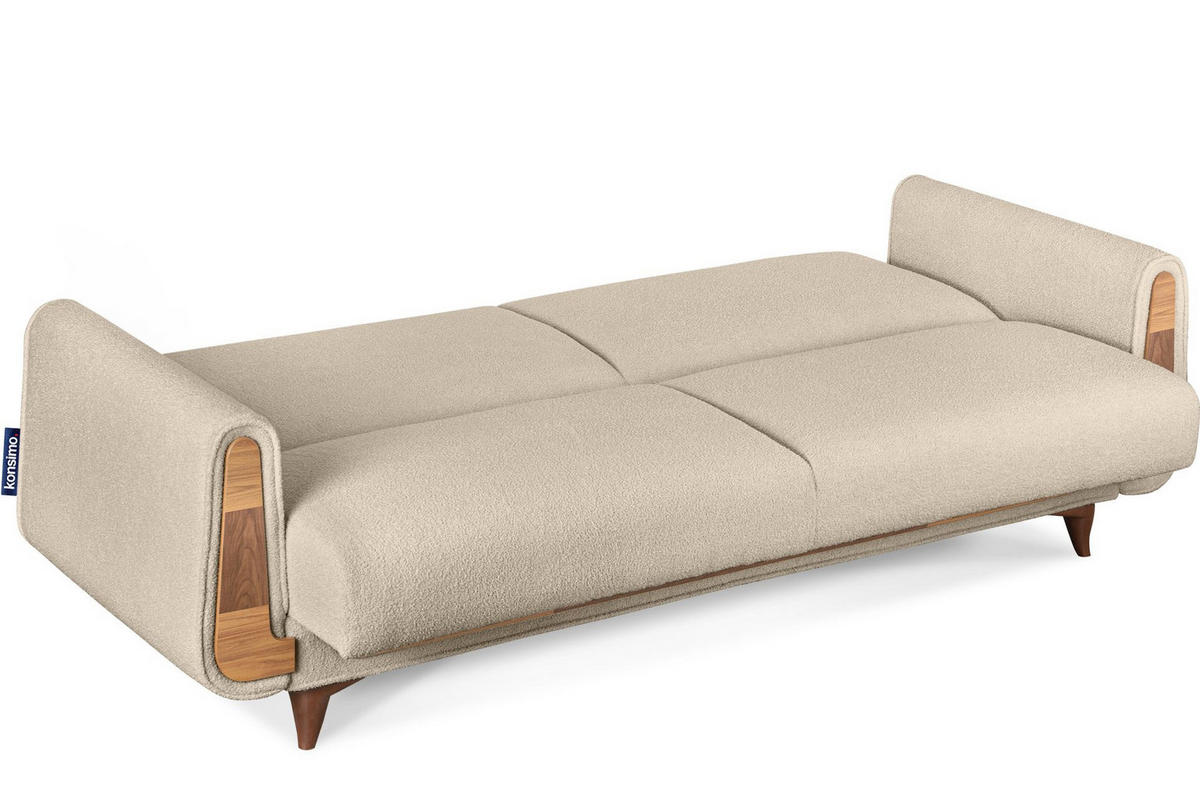 3-SITZER-SCHLAFSOFA GUSTAVO mit Armlehnen, creme - Creme/Braun, Holz/Holzwerkstoff (230/98/98cm) - KONSIMO®