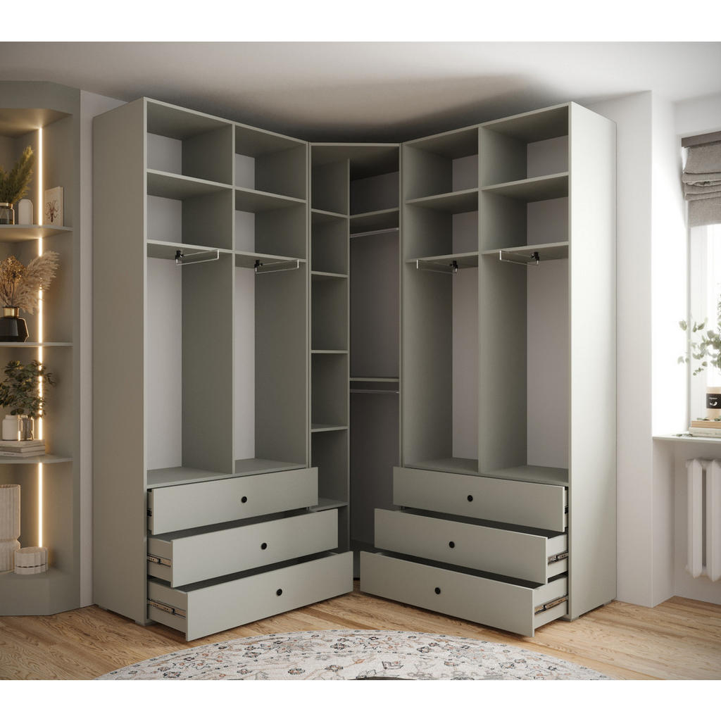 Thumbnail - Abiks Möbel Garderoben-Set, Kaschmir, Schwarz, Kunststoff, Nachbildung, 15 Fächer, 181.7x236.7x47 cm, Garderobe, Gardero...