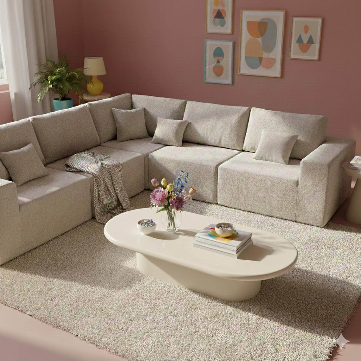 COUCHTISCH, Weiß - Weiß, Holzwerkstoff (100/70/31cm) - Oviala