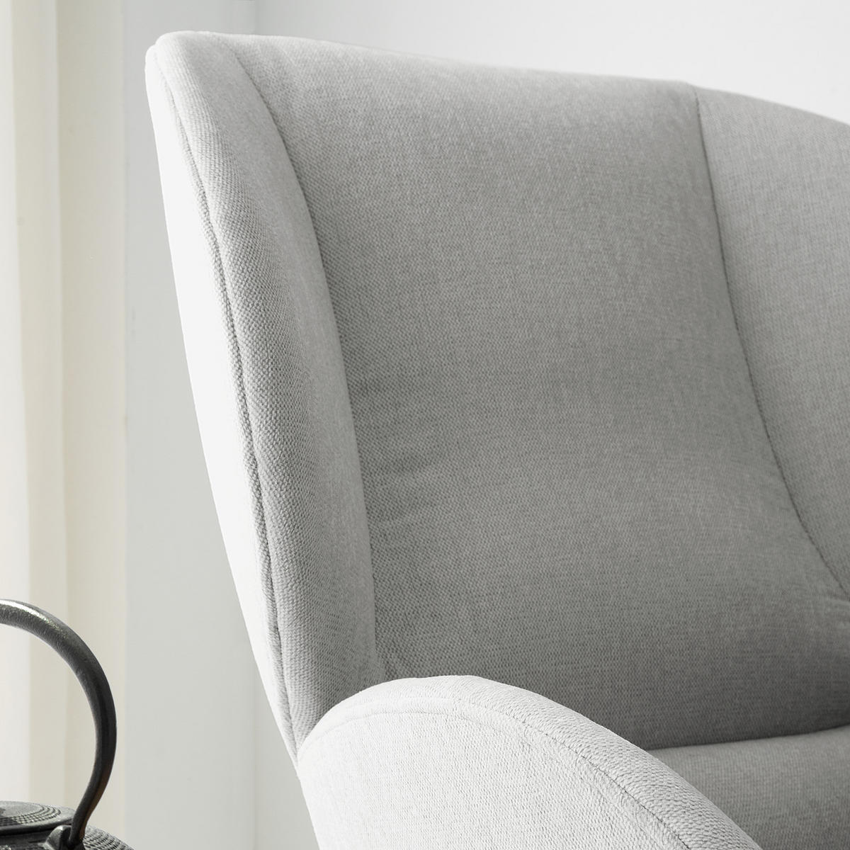 SESSEL - Eichefarben/Hellgrau, Eichenholz/Textil (82/102/90cm) - home24