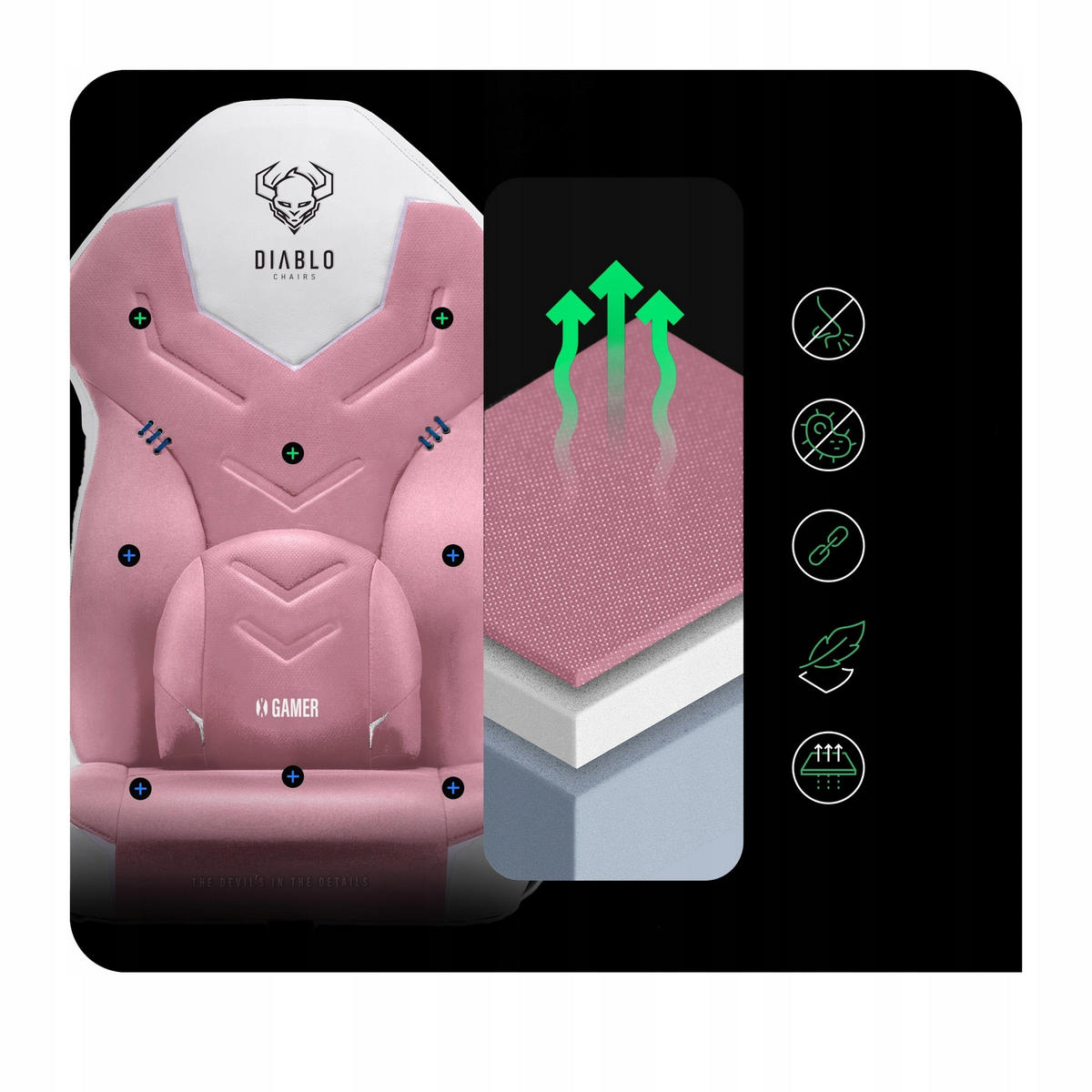GAMINGSTUHL X-GAMER - Rosa/Weiß, Metall (68/118/56cm) - Diablo Chairs