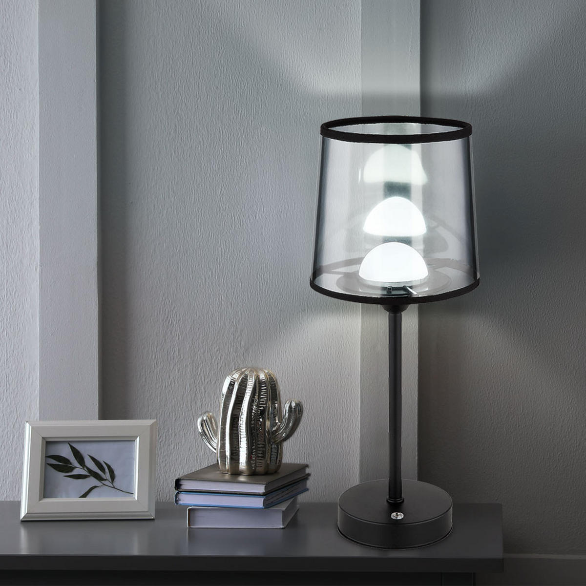 LED TISCHLEUCHTE Lunki Metall Schwarz - Schwarz, Kunststoff (14/14/35cm) - Globo Lighting