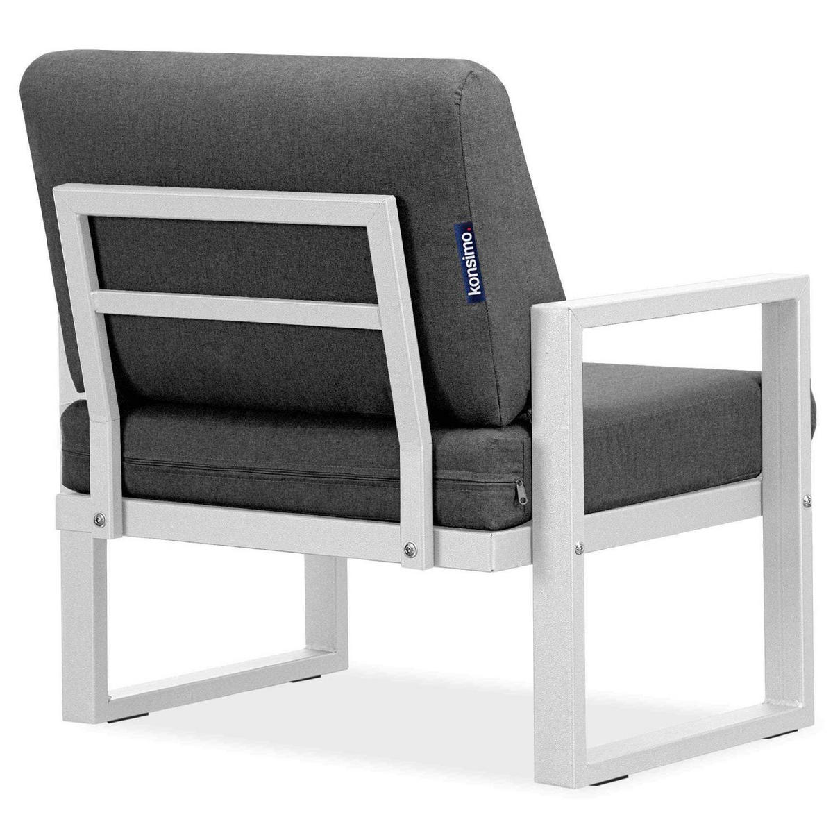 GARTENSESSEL FRENA ,Weiß/Grau - Weiß/Grau, Textil/Metall (70/65/60cm) - KONSIMO®