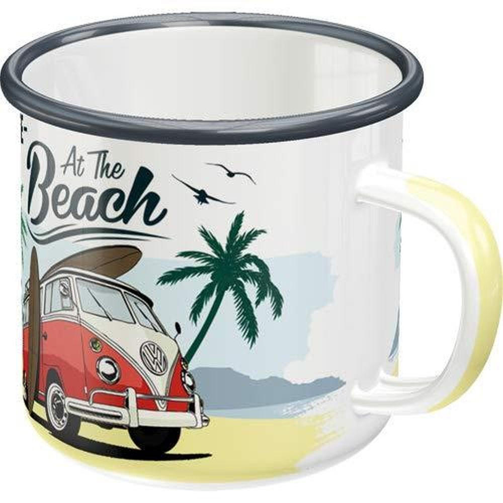 EMAILLE-BECHER 360 ml Volkswagen VW Bulli Beach - Multicolor, Metall (0.36L) - Nostalgic-Art