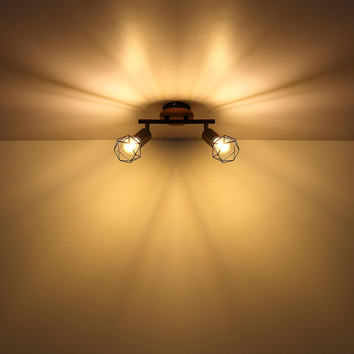 DECKENLEUCHTE Metall Holzoptik Schwarz - Schwarz, Holz (22/10/18cm) - Globo Lighting