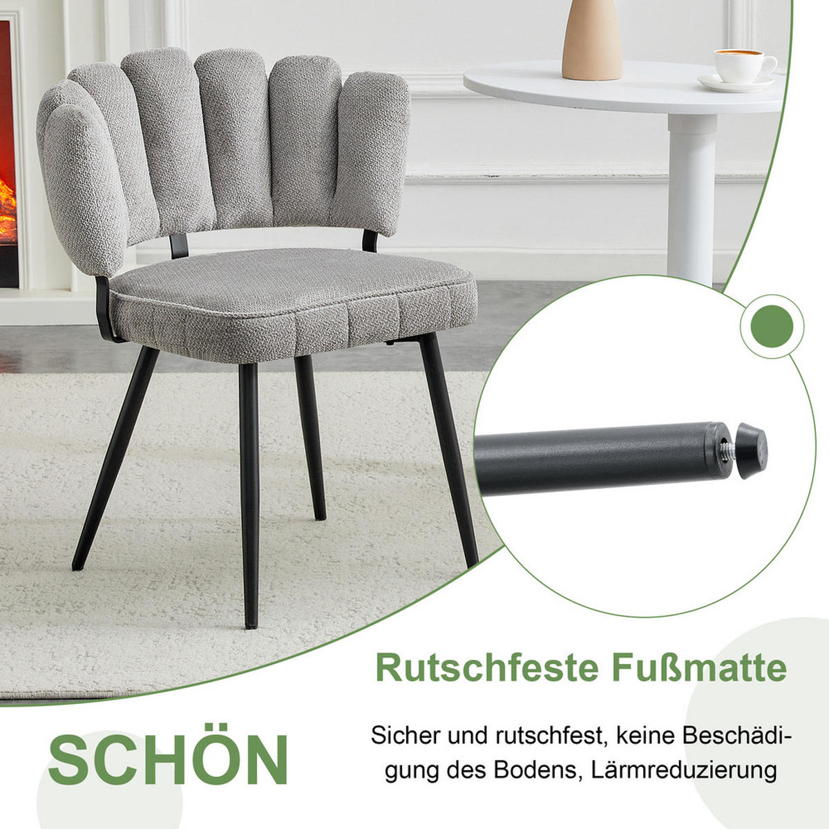 TISCHGRUPPE 3-tlg 107cm mit 2 Grauen Stoffstühlen - Grau, Metall (62.5/49/70cm) - Raelunyi
