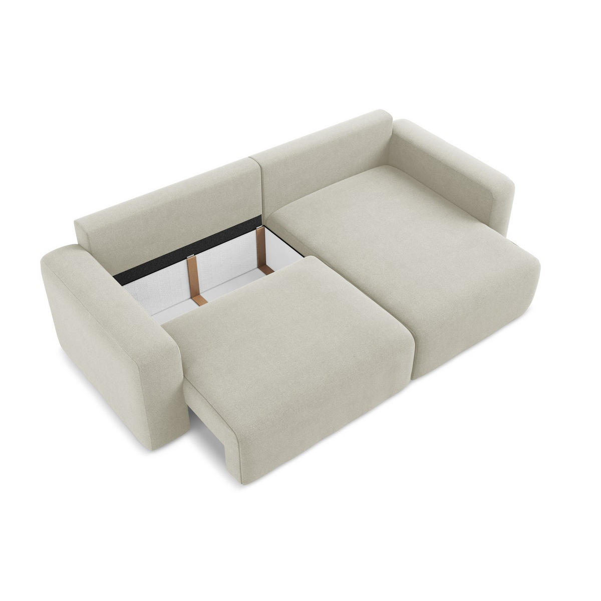 ECKSOFA mit Schlaffunktion rechts Strukturstoff Stoff Beige - Beige/Creme, Kunststoff/Textil (244/149cm) - LaMiaSofa