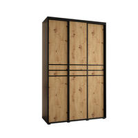 SCHWEBETÜRENSCHRANK 235,2/150/45 3-türig - Schwarz/Eiche Artisan, Holz/Metall (150/235/45cm) - Abiks Möbel