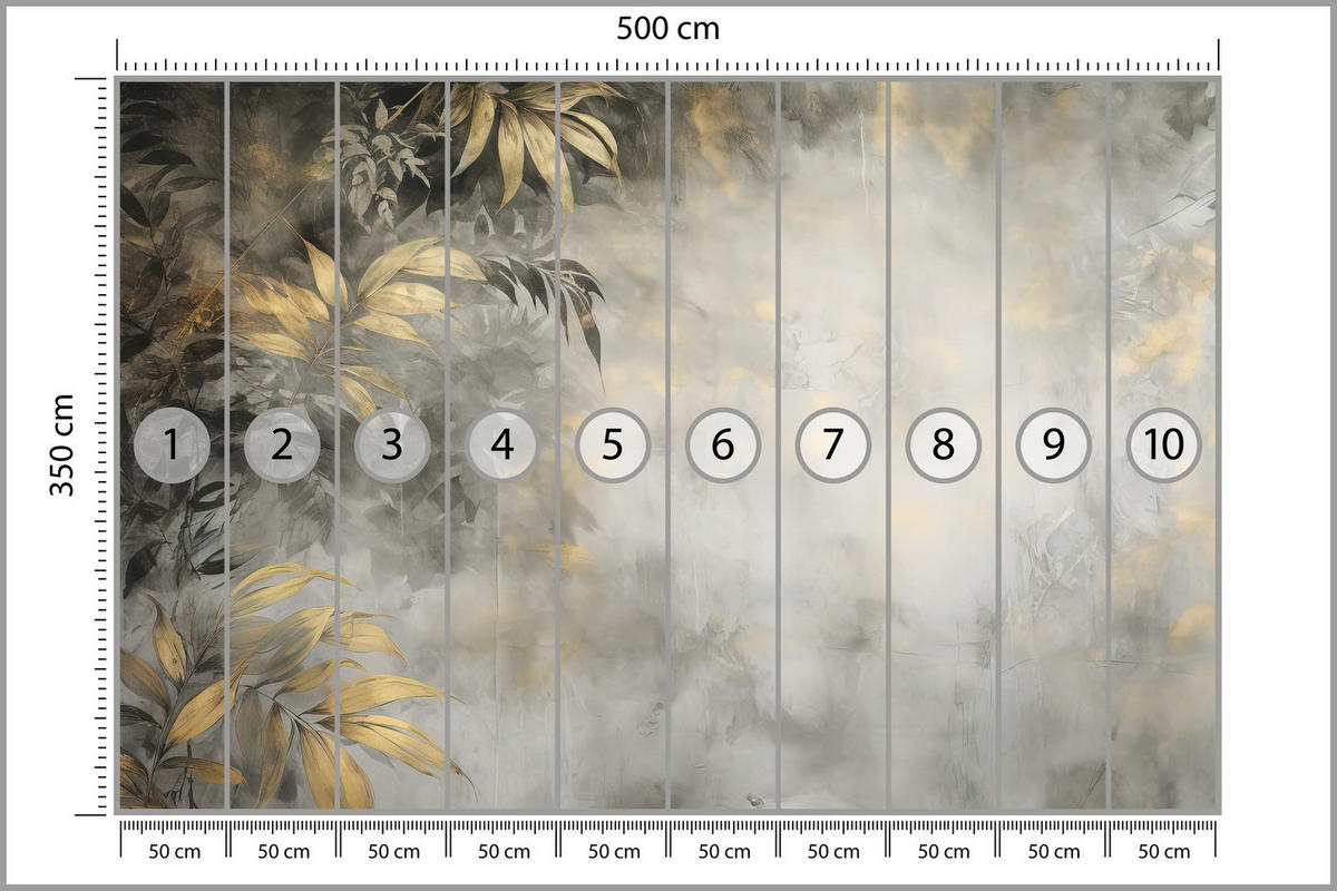 FOTOTAPETE Blätter Beton Abstraktion Vintage 500x350 - Gelb/Beige, Papier (500/350cm) - Muralo