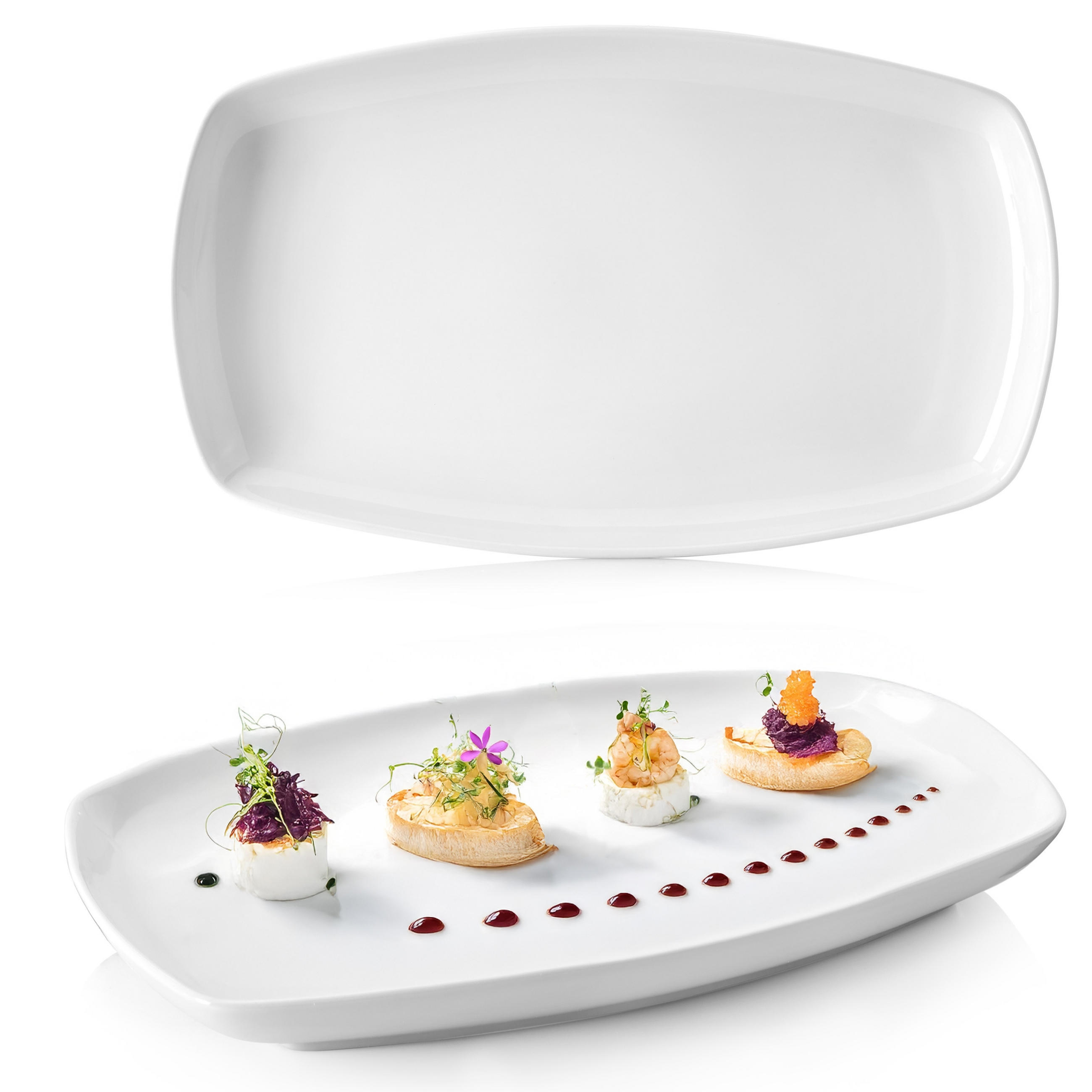 SERVIERPLATTEN SET BILGOLA - 2 teilig aus Porzellan - Weiß, Keramik (19/3/29.5cm) - Sänger