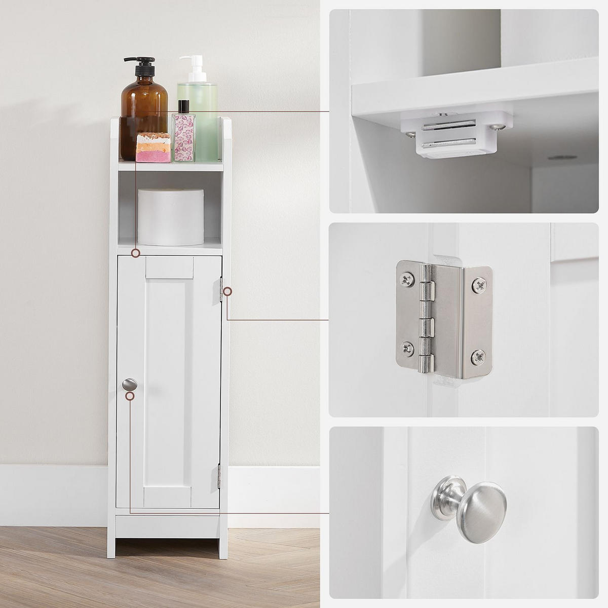 BADSCHRANK TOILETTENSCHRANK - Weiß, Holzwerkstoff (20/80/18cm) - Hansiro