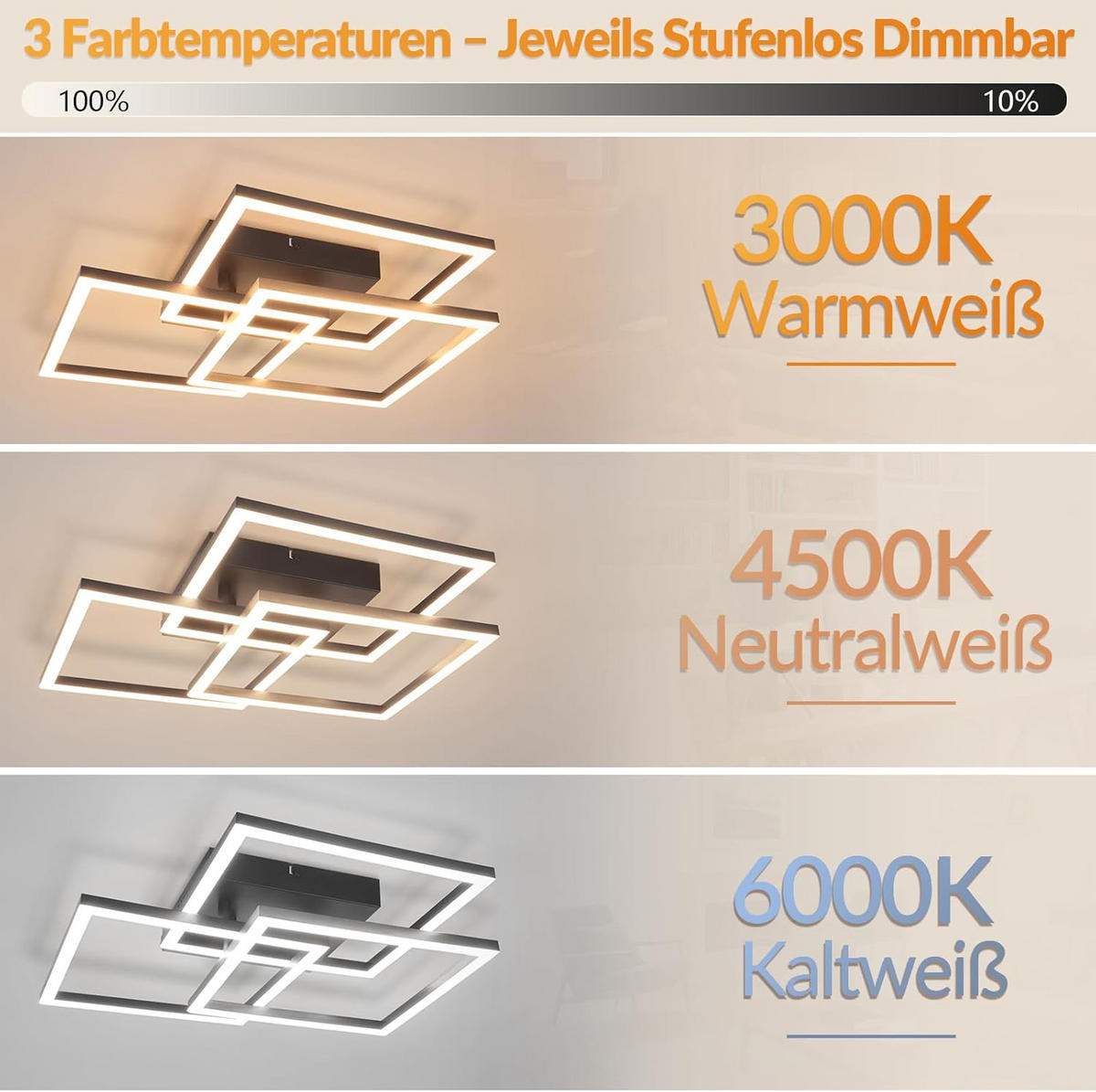 LED stropní bodové světlo 40/40/8,5 cm - bílá, plast (40/40/8.5cm) - Nettlife