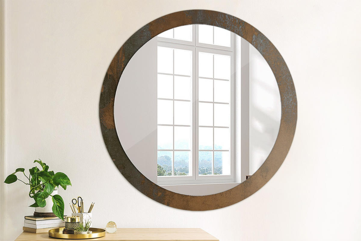 SPIEGEL Ø90 cm Rund mit Aufdruck - Braun, Glas (90/90/0.4cm) - TULUP