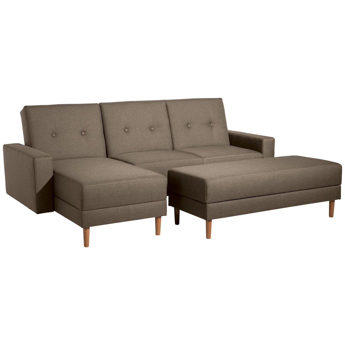 FUNKTIONSSOFA mit Hocker Kattie Flachgewebe sahara - Sahara, Kunststoff (144/230cm) - 58aufmkessel