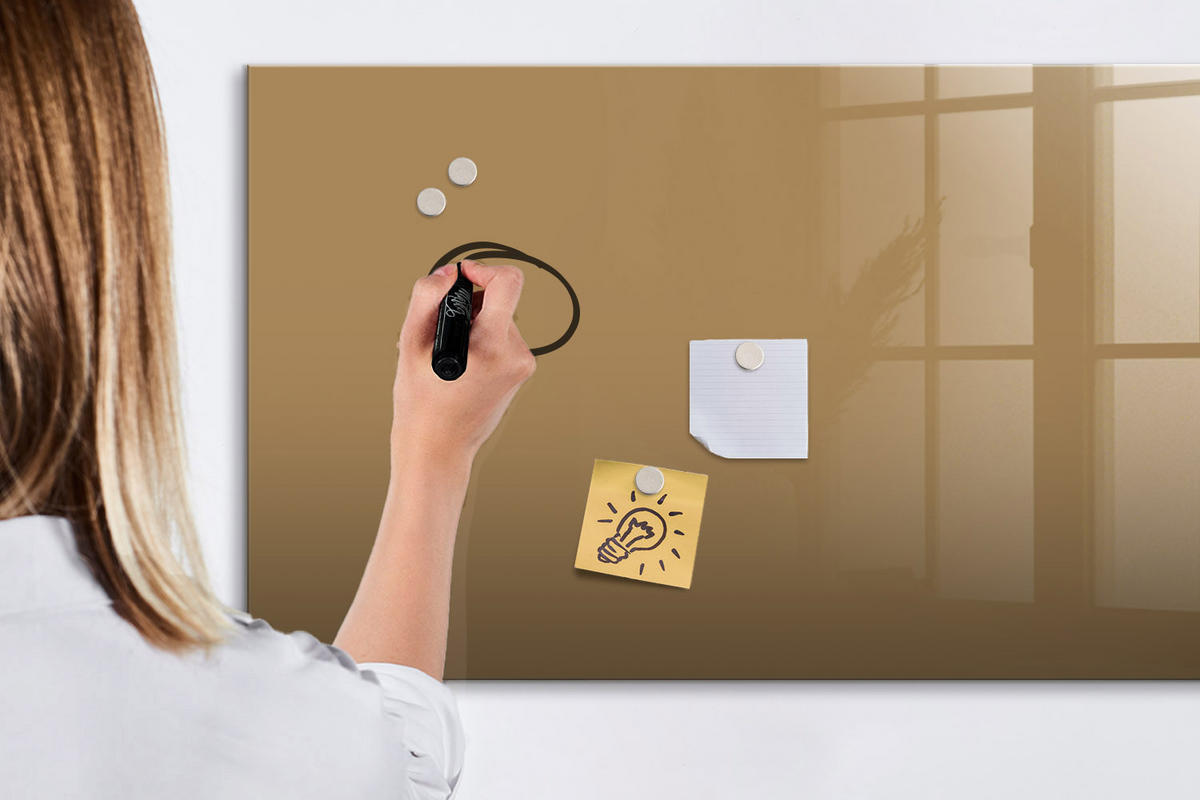 MAGNETTAFEL 120x60 Beige schwarzer Marker - Beige, Glas (120/0.4/60cm) - TULUP