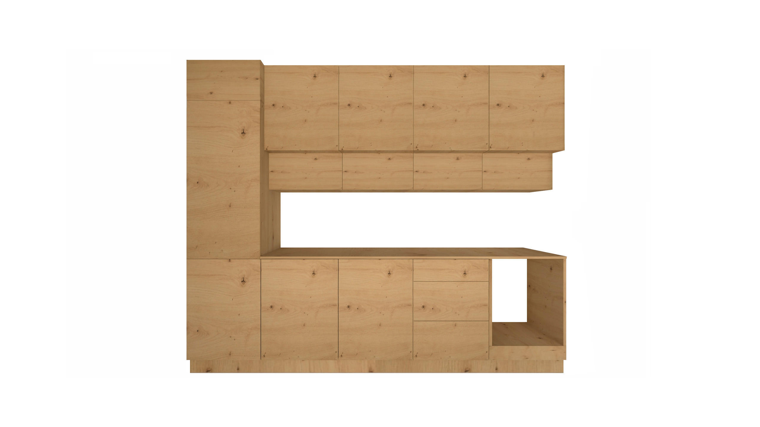 KÜCHENZEILE 300 cm - Nexa KÜ-LN-006 - in Woodline / Matt - Eiche Artisan, Holz (300/212/58cm) - ROYAL24_MARKT