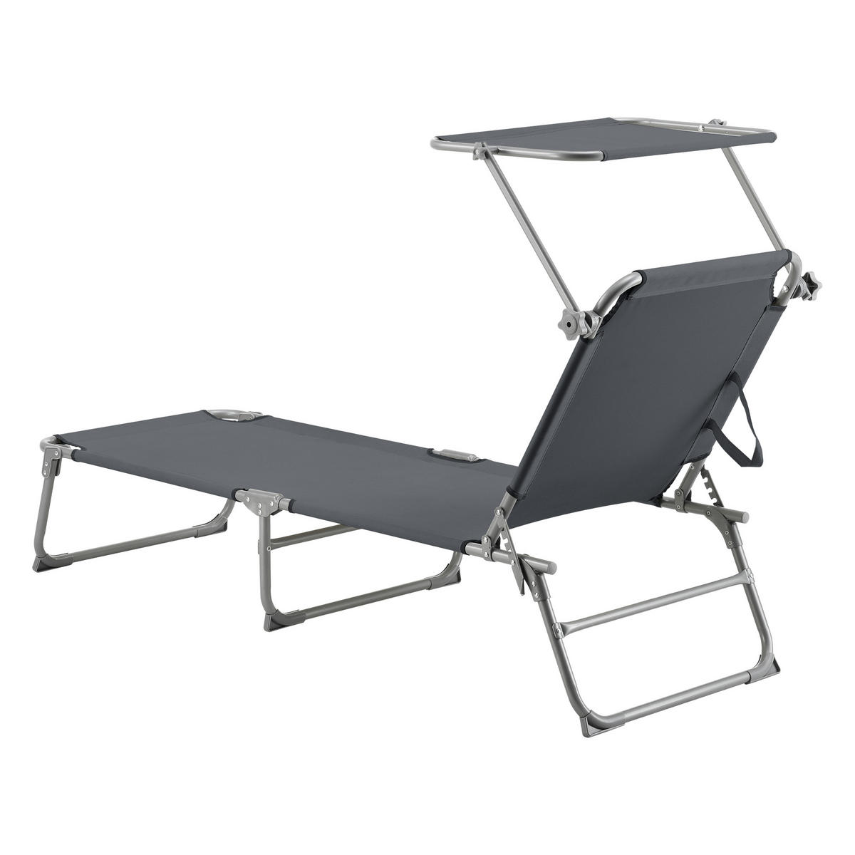 SONNENLIEGE Getaria - Dunkelgrau, Textil/Metall (189/28/57cm) - [en.casa]