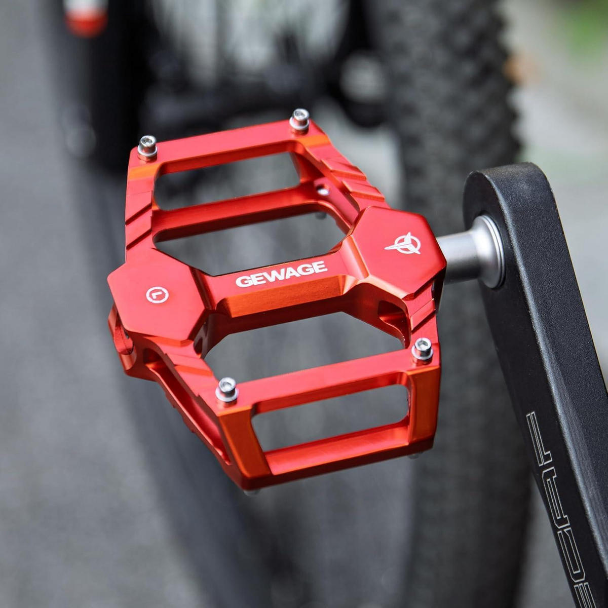 FAHRRAD Pedale Set CNC-Alu mit CR-MO Achse Rot - Rot, Metall (8/1.5/9.8cm)