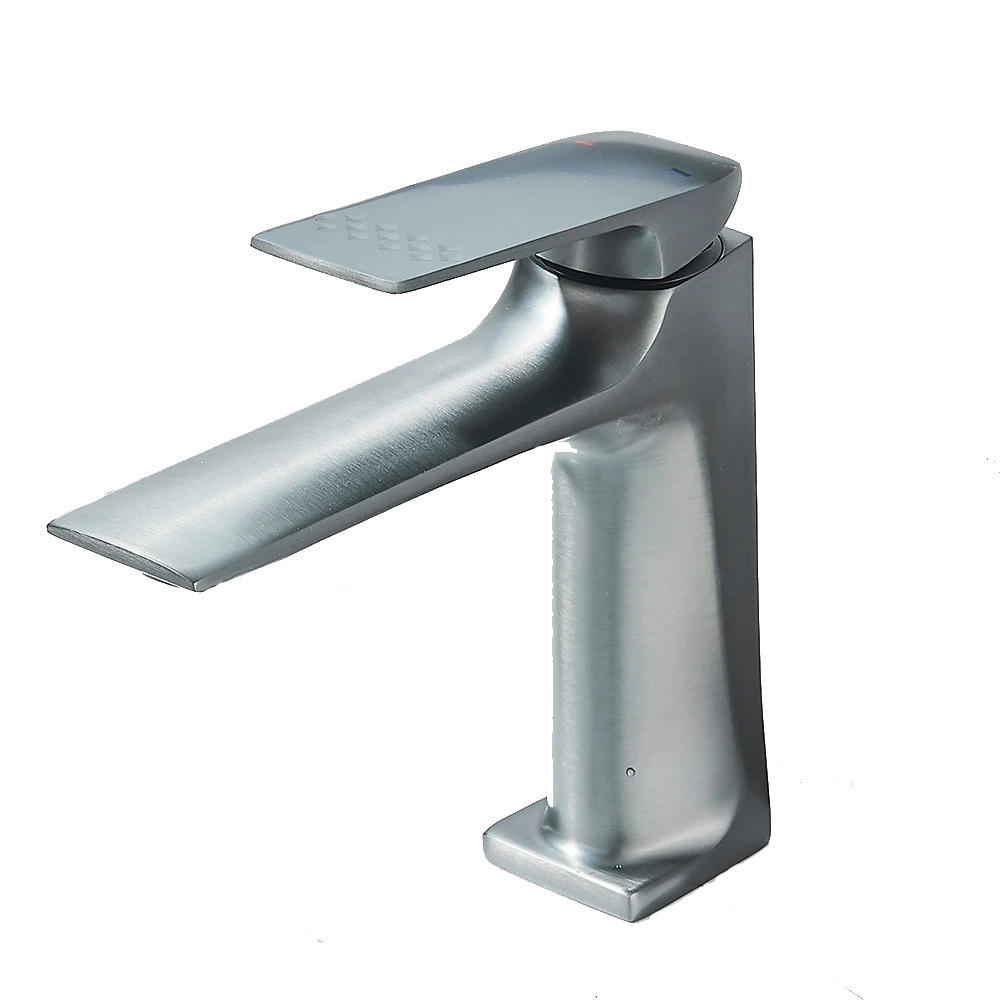 WASCHTISCHARMATUR Messingkern, Einhebelmischer, Niedrig, Grau - Grau, Metall (17.7/16/4.4cm) - Kaket