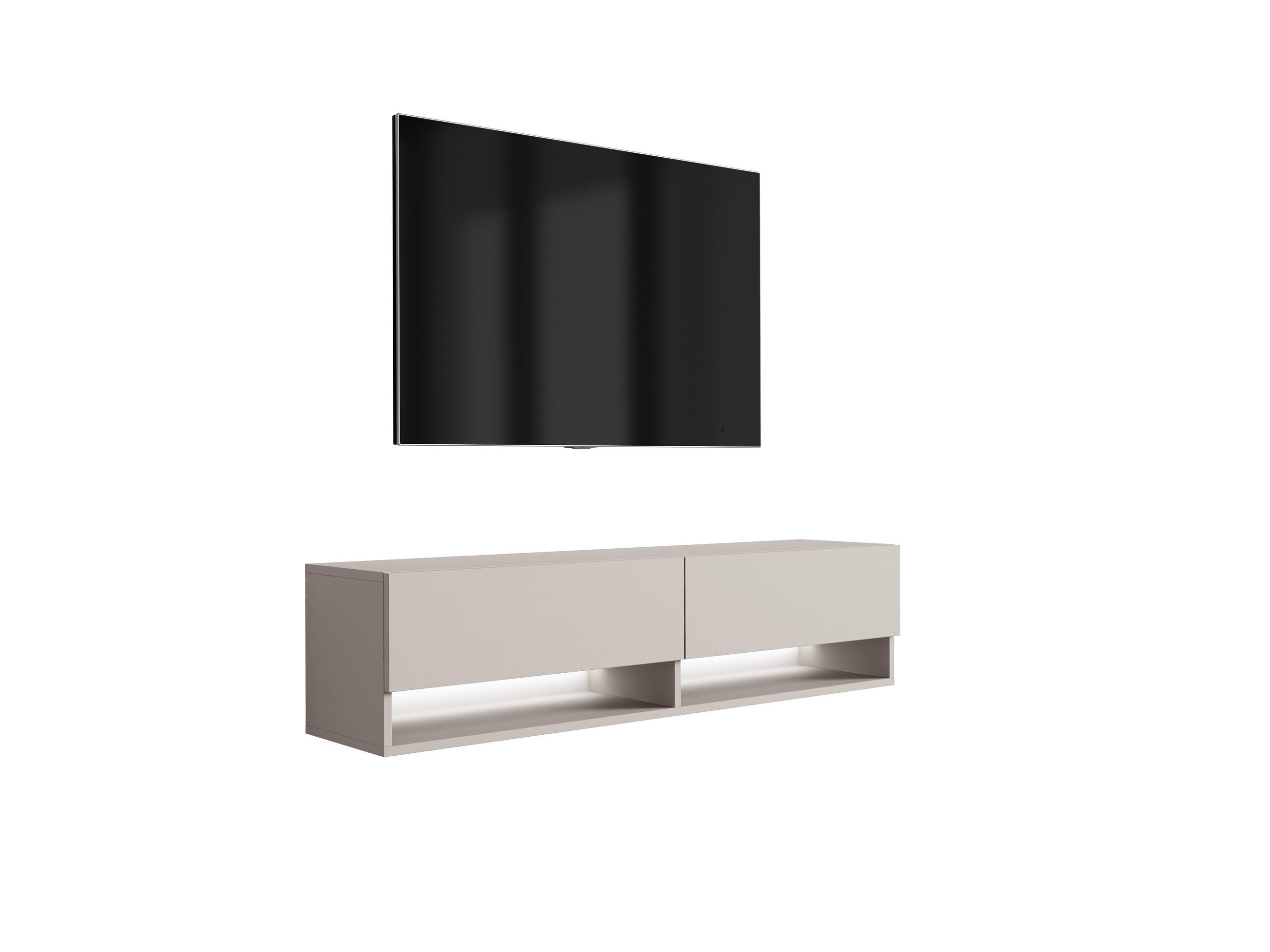 TV-LOWBOARD 140 cm Kaschmir, LED weiß, 140 × 32 × 34 cm - Beige, Holzwerkstoff (140/33.6/32cm) - 3XE LIVING