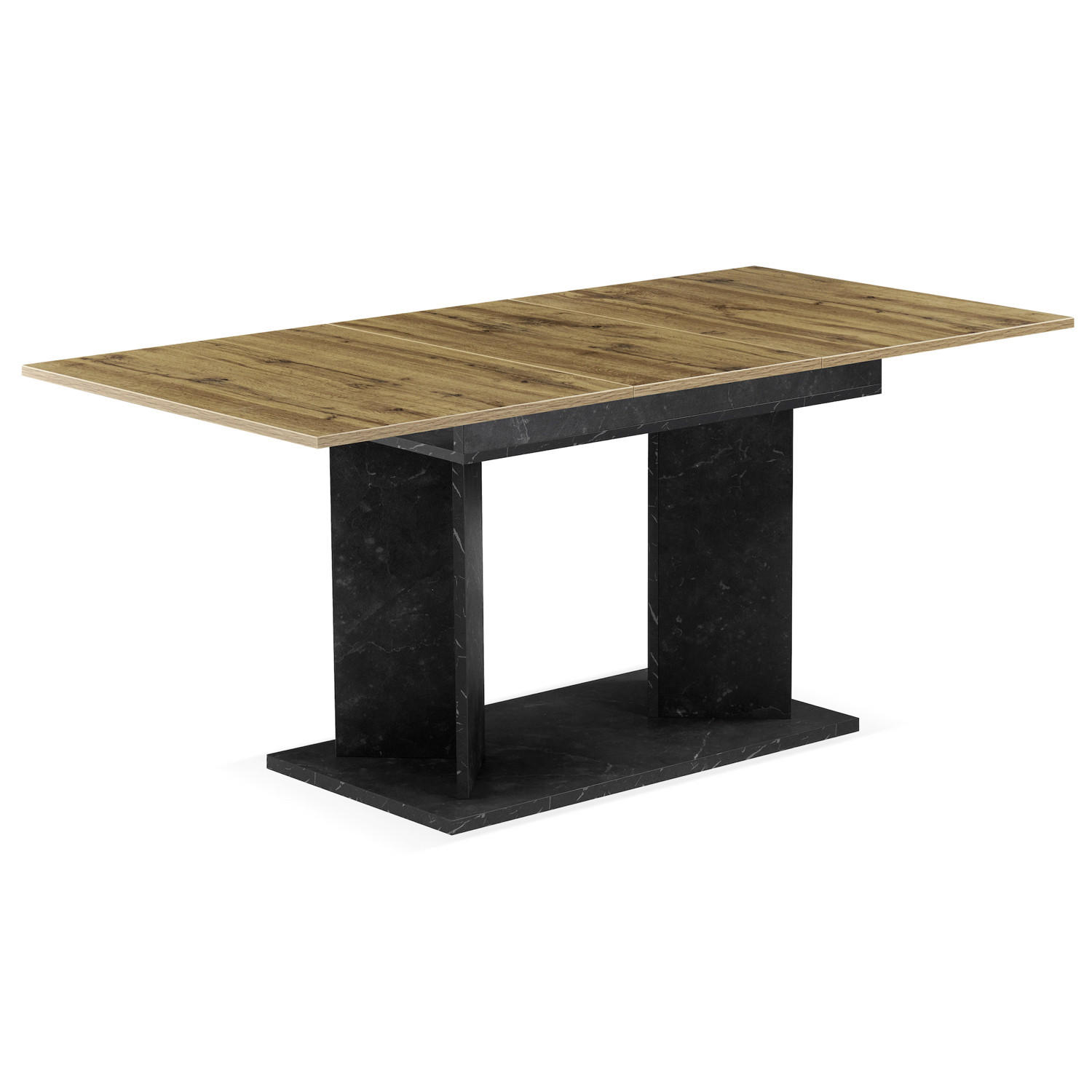 ESSTISCH VIVIAN 120-160/80/76 cm - Eiche Bianco/Anthrazit, Holzwerkstoff (80/120/76cm) - B&D Home