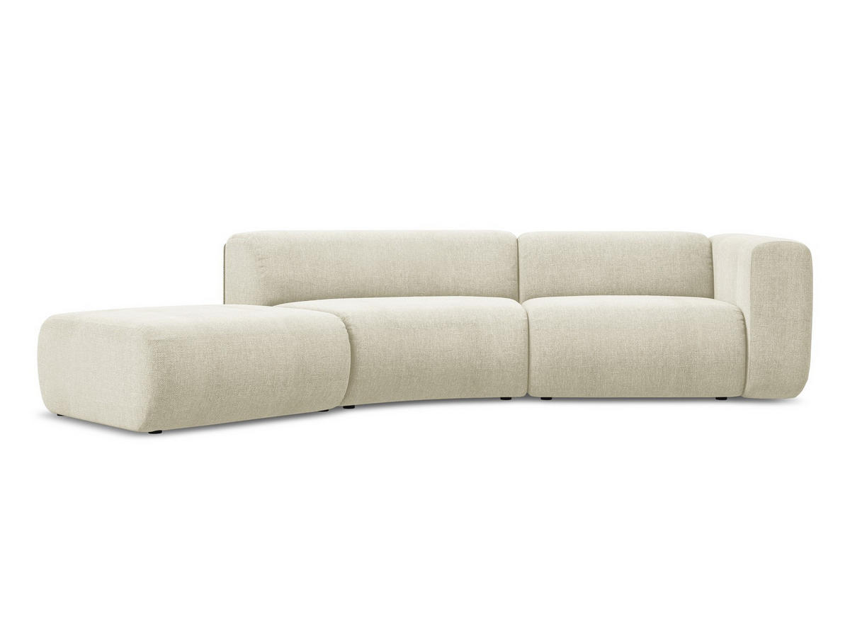 4-SITZER-SOFA Chenille Stoff Beige - Beige/Schwarz, Kunststoff/Textil (335/70/166cm) - Makamii