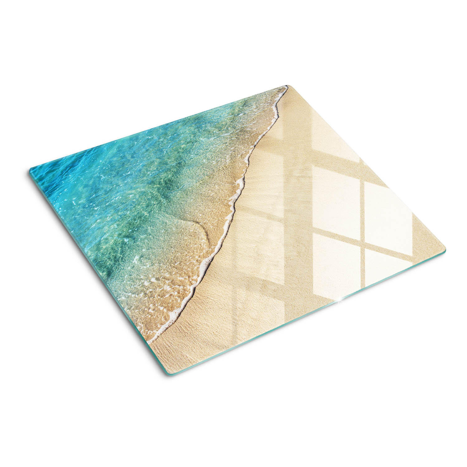GLASPLATTE 60x52 cm Welle am Strand - Blau, Glas (60/0.4/52cm) - TULUP