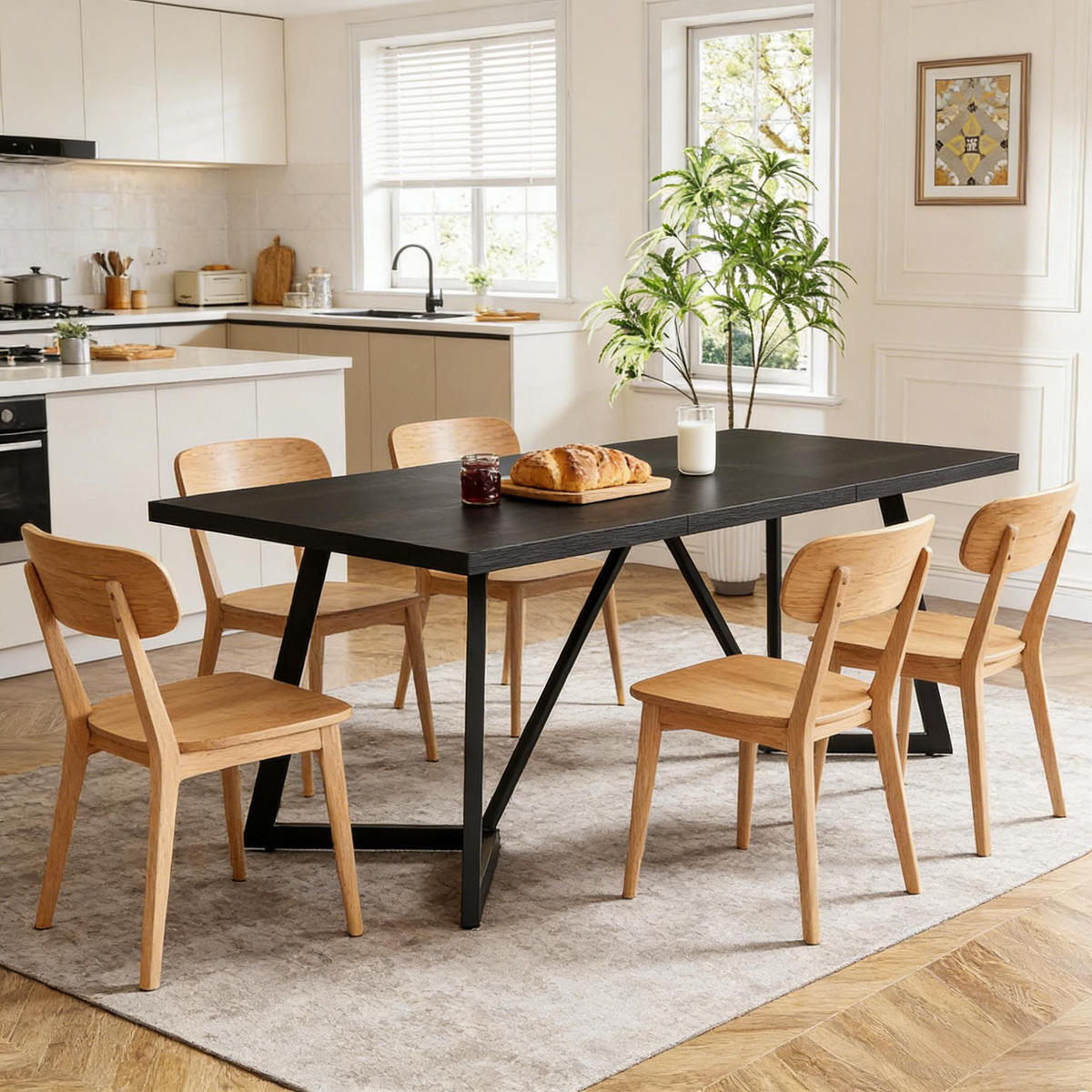 ESSTISCH Schwarz 180/80/75 cm - Schwarz, Holz (80/180/75cm) - PANGIVO