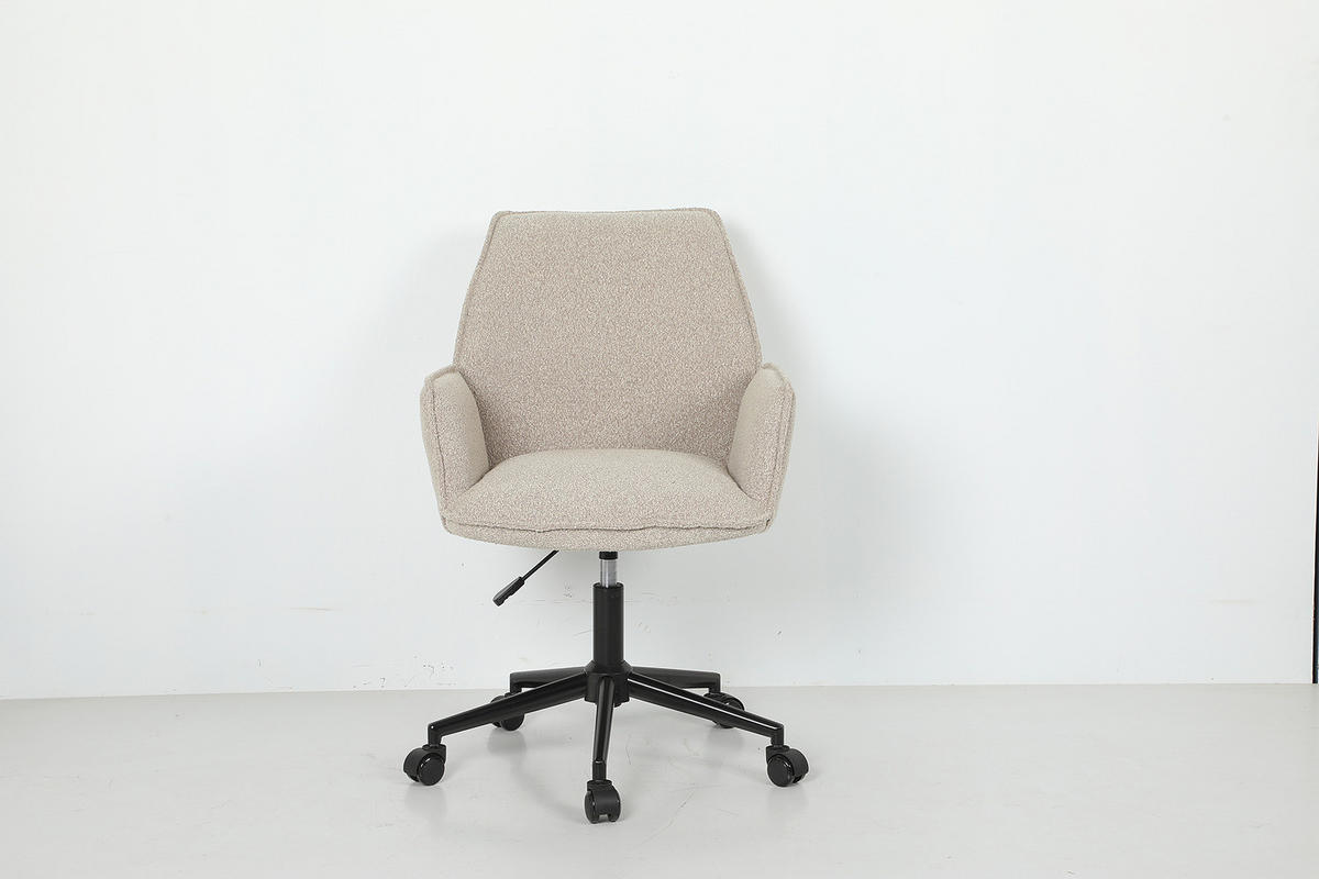 BÜRODREHSTUHL - Bouclé / Eisen - Beige/Schwarz, Textil/Metall (57/85/62cm) - home24