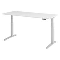 SCHREIBTISCH elektrisch XBHM 80/180/74 cm in Weiß/Silberfarben - Silberfarben/Weiß, Holzwerkstoff (80/180/74cm) - bümö
