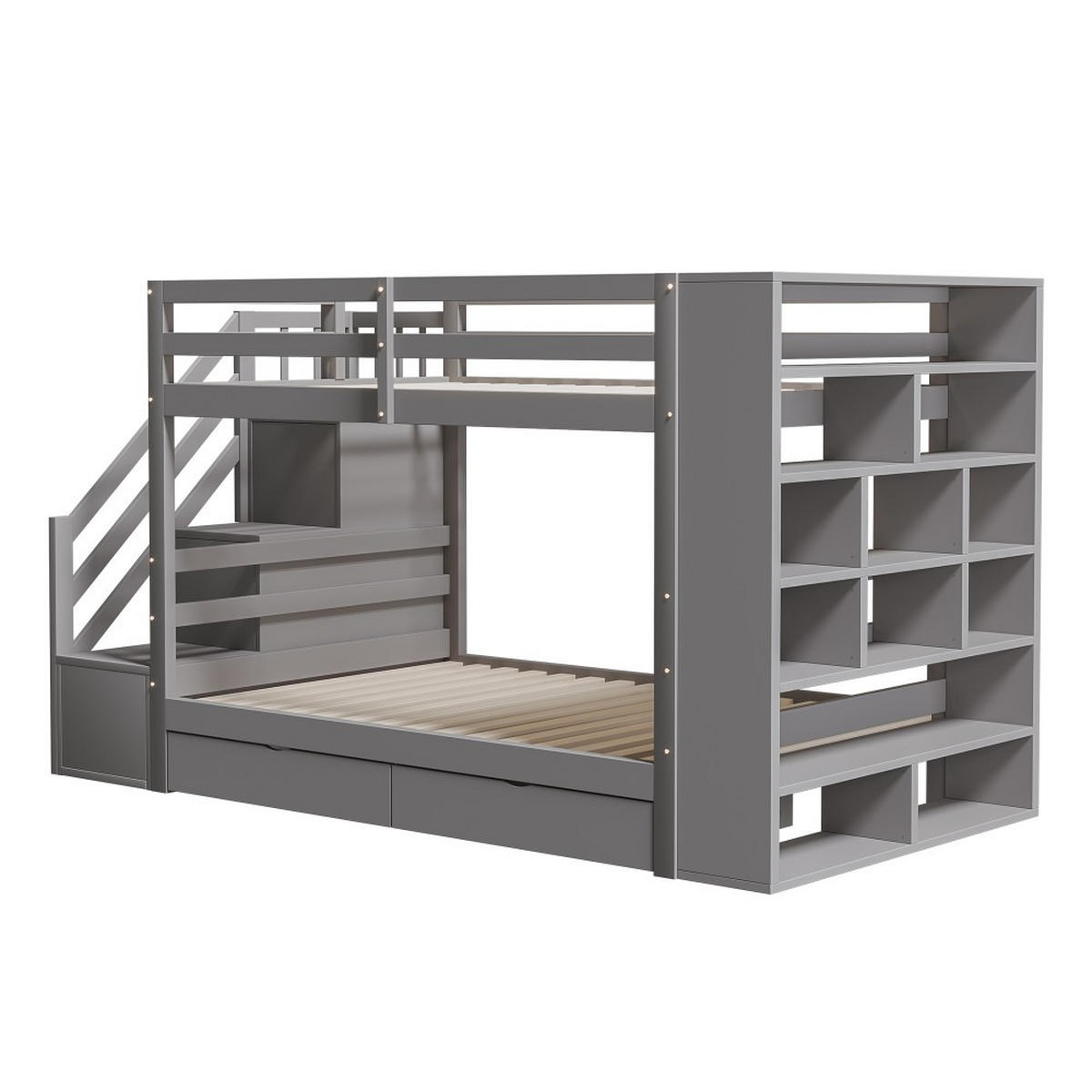 ETAGENBETT 90 x 200cm mit Lattenrost in Grau - Grau, Holz (90/200cm) - KOMHTOM
