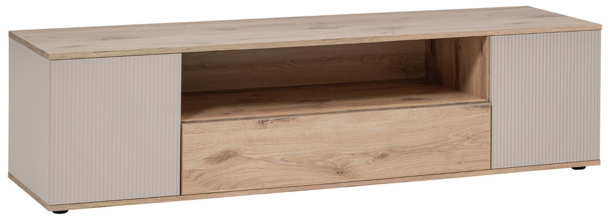 TV-LOWBOARD Viking Eiche, Kaschmir 160 cm, TV Unterschrank mit Push-to-Open - Kaschmir/Eichefarben, Holzwerkstoff/Kunststoff (160/45/42cm) - Inn.Furn