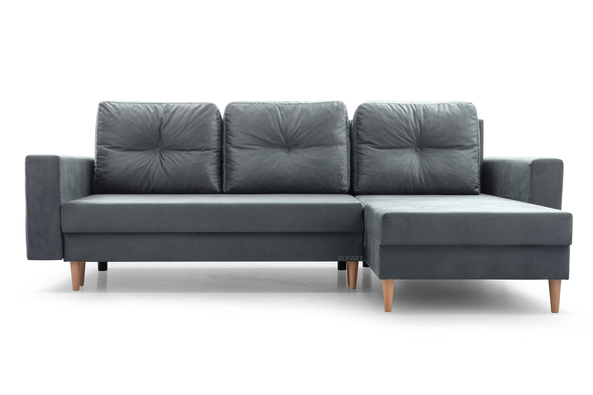 ECKSOFA Carl L - Grau - Grau, Holz (232/137cm) - Möblo