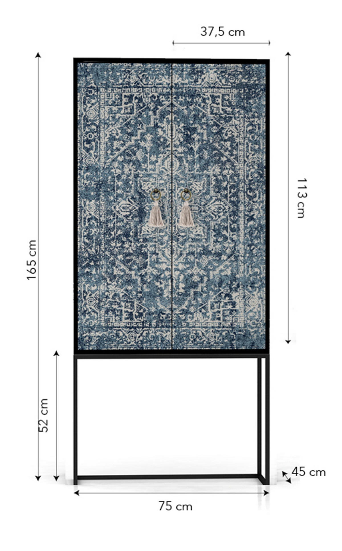 HIGHBOARD aus MDF ALVA BLUE VINTAGE RUG - Pastellblau, Holzwerkstoff (75/164.5/45cm) - RNT By Really Nice Things