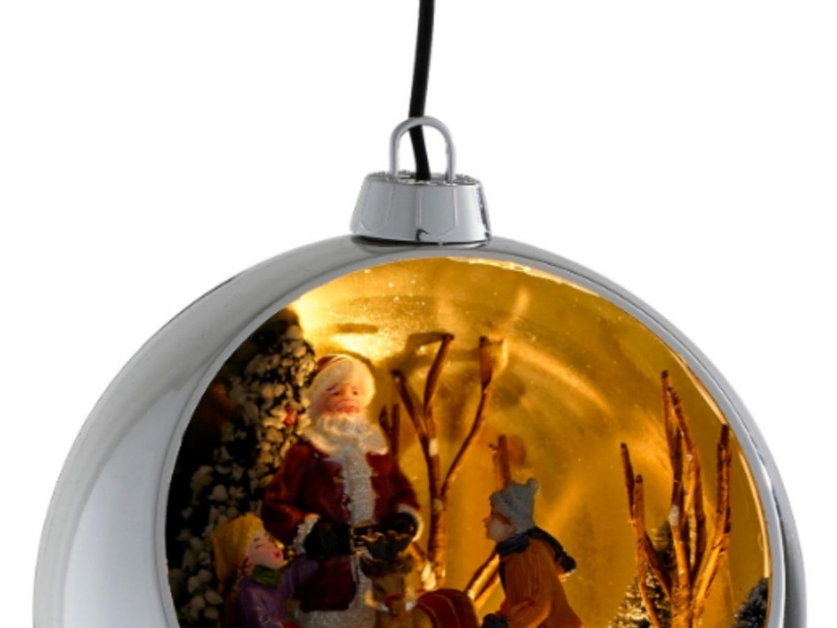 WEIHNACHTSDEKORATION LED Silber, 13 cm, batteriebetrieben, mit rotierendem Effekt - Silberfarben, Kunststoff (27cm) - LAALU