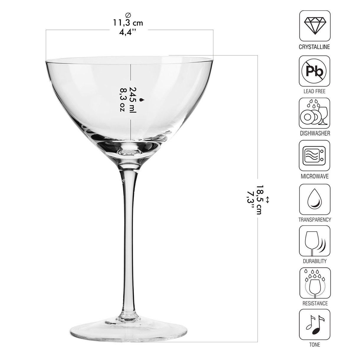 COCKTAILGLÄSER Harmony, 6er-Set, 245 ml - Transparent, Glas (0.34L) - Krosno Glass