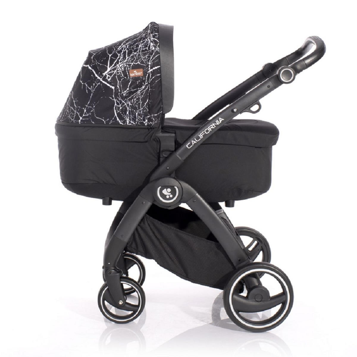 KINDERWAGEN 2 in 1 California schwarz Babywanne Sportsitz Alurahmen Wickeltasche - Schwarz, Metall (74/60/115cm) - Lorelli