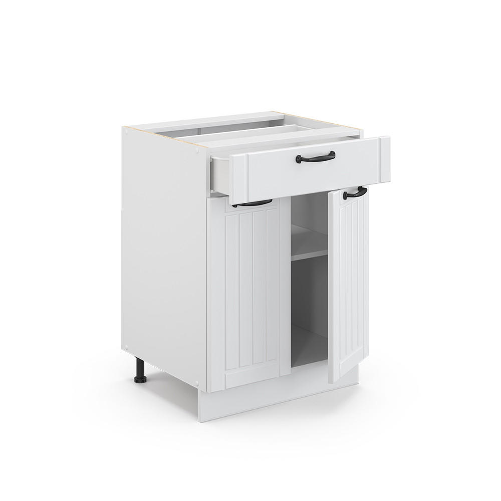 BADSCHRANK Fame-Line Weiß Landhaus 60 x 82 cm mit Schublade, ohne AP - Weiß, Holzwerkstoff (60/82/51.6cm) - Vicco